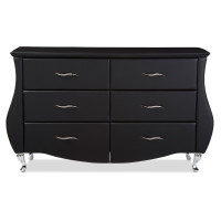 Baxton Studio BBT2039-Black-Dresser Enzo Black Faux Leather 6-Drawer Dresser